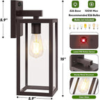 BesLowe Upgraded Motion Sensor Outdoor Wall Lights, 15” Dusk to Dawn Porch Lights Outdoor Wall Sconce Lanterns, 3 Lighting Modes Exterior Lighting Fixtures, Brown Outside Lights for House, 2-Pack