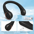 CIVPOWER Neck Fan: Portable Personal Neck Cooling Rechargeable Bladeless Fan - Hands Free 3 Speed 4000 mAh Battery USB Operated Wearable Headphone Design - for Men Women Outdoor Indoor (Black)