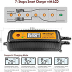 Car Battery Charger, Mroinge 5A 6V/12V Fully Automatic Smart Charger, Battery Maintainer, Trickle Charger and Battery Desulfator for Lead Acid and Lithium Batteries, with LCD Display, MBC050-LCD