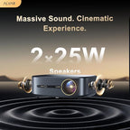 [2000 ANSI/4K Support/DoIby Audio & DBX-TV] Alvar Smart Projector with WiFi 6 and Bluetooth 5.3, 50W Speakers, NetfIix Certified outdoor movie projector, Auto Focus & Keystone, Native 1080P, Black