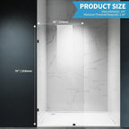 Shower Glass Panel, 36" W x 76" H Fixed Shower Screen Panel with 3/8"(10mm) SGCC Clear Tempered Glass, Frameless Walk in Shower Door for Bathroom (Matte Black, 36" W x 76" H)