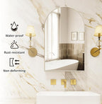Bathroom Medicine Cabinet with Mirror Silver,Arched Wall Mounted Bathroom Cabinet with Mirror,Vanity Mirror with Storage,Mirrored Cabinet with Adjustable Shelves,Not Recessed,20x32 Inch