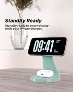 3 in 1 Charging Station for Apple Devices,Mag-Safe Charger Stand Fast Charging,Wireless Charger for iPhone17/ Air/16/15/14/13/12 Series,& AirPods,& iWatch(USB-C Charger Included)