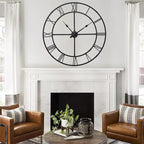 Ohweog Extra Large 40 Inch Wall Clock for Living Room Decor – Silent Non-Ticking Modern Farmhouse Wall Clock, Oversized Decorative Metal Roman Numeral Clock, Black