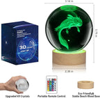 LQYHZCZQ 3D Axolotl Crystal Ball Night Light with 16 Color LED Wooden Base with Remote Control, 3.15 Inch Crystal Ball Night Light