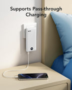 VRURC Portable Charger with Wall Plug, 10000mAh Slim Portable Charger Built in Cables,PD 20W Fast Charging Power Bank with Cords,USB C Portable Phone Charger Travel Accessories -White(1 Pack)