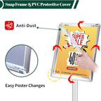 Heavy Duty Pedestal Sign Holder for Display, 8.5 x 11 inches Adjustable Floor Standing Sign Holder with Weighted Base , Vertical and Horizontal View Sign Stand for Indoor/Outdoor Advertising，Silver