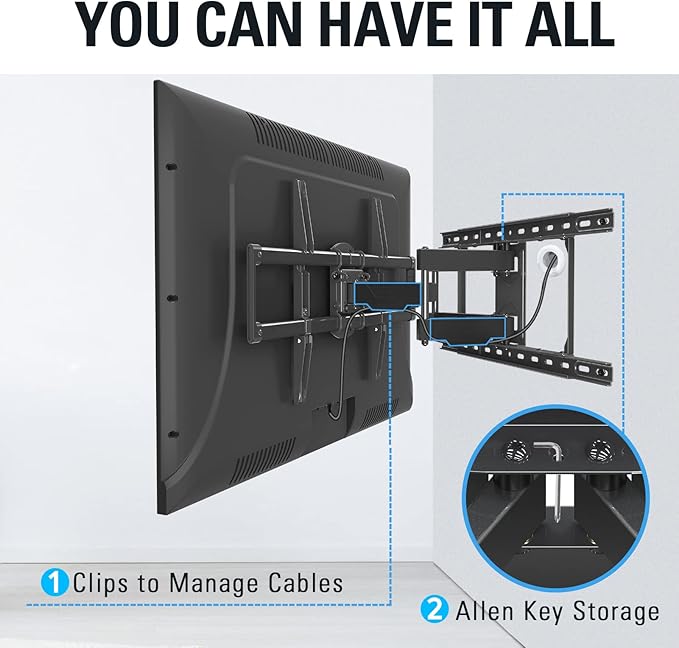 Mounting Dream UL Listed Full Motion TV Mount for Most 42-84 Inch TVs, Adjustable TV Wall Mount Swivel and Tilt, Loading 100 LBS, Max VESA 600x400mm, Fits 16", 18", 24" Studs MD2617-24K