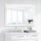Tanmicoshomy White Shell Framed Rectangular Mirrors for Bathroom, 30x40 Inch Mirrors with Tempered Glass for Bedroom Living Room or Entryway, Wall Mounted Horizontal or Vertical Hanging