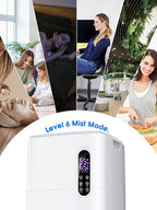 MONISEN 26L/5.7Gal Humidifier Large Room 3000 ft², Supersized Cool Mist, 38H Quiet Humidifiers for Bedroom, 2000mL/h Mist Output, Touch/Remote Control, Humidifiers for Home, Whole House, Plant, White