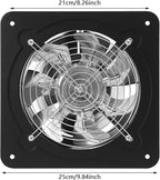 XUFOPLY 8 Inch Exhaust Fan, 110V 80W Wall Mounted Vent Fans 2600RPM Kitchen Bathroom Windows Fan Metal Extractor Fan for Attic, Garage, Window Ventilation (Black, 8 Inch)
