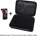 Fireproof Battery Organizer Storage Case Waterproof & Explosionproof, Safe Bag Fits 210+ Batteries Case - with Tester BT-168, Carrying Container Bag Energy Batteries AA AAA C D 9V Lithium 3V Holder