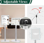 Heavy Duty Pedestal Sign Holder for Display, 8.5 x 11 inches Adjustable Floor Standing Sign Holder with Weighted Base , Vertical and Horizontal View Sign Stand for Indoor/Outdoor Advertising，Silver