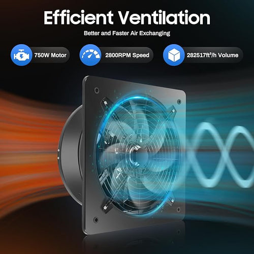 18 inch Portable Exhaust Fan, 300W Wall Mounted Vent Fans Ventilating Fan, Ventilation Blower for Garage Shops Kitchen Bathroom Ceiling Attic Fans Household Window Basement Ventilation Fan,4700CMF