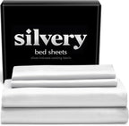Silvery Silver Infused Bed Sheets Set - Award-Winning Self-Cooling Fabric with Self-Cleaning Silvery Technology™ That Stays Fresh 3X Longer for Hygienic Sleep (White, Queen)