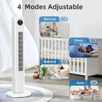 Antarctic Star Tower Fan Portable Floor Fans 85°Oscillating Fan Quiet Cooling 12H Timer Remote Control Standing Bladeless Electric 3 Wind Speeds 4 Modes Bedroom Office,36 inch, White