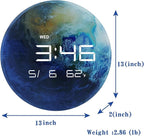 Nbdeal 13" Digital Wall Clock with LED Display, Calendar & Temperature, Automatic Dimming, 12/24hr Format, USB Powered, Wall & Desk Use - HUI-8859