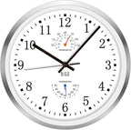 HITO 12 Inch Silent Wall Clock Battery Operated Non Ticking Glass Cover Silver Aluminum Frame, for Living Room Decor, Kitchen, Bedroom, Home Office (12" White)
