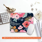 Armanza Square Mouse Pad Pink Flower, Personalized Premium-Textured Custom Mouse Mat Design, Washable Mousepad Cloth, Non-Slip Rubber Base Computer Mouse Pads for Wireless Mouse