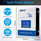 POWLAND 100A MPPT Solar Charge Controller,12V/24V/36V/48V Auto,Max Input 150V LCD Display Regulator Intelligent Regulator Charge Controller
