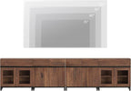WAMPAT Modern TV Stand for TVs up to 120 inch, 4 in 1 TV Console with Glass Doors and 2 Drawers, Entertainment Center with Adjustable Shelf for Living Room, Bedroom, Brown