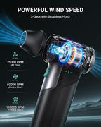 VANTRUE POWER T150 Compressed Air Duster 110000RPM Super Power Electric Duster, 3-Gear Adjustable Mini Blower with Fast Charging, Dust Blower for Computer, Keyboard, House, Outdoor,AC,PC and Car