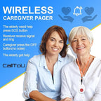 CallToU Wireless Caregiver Pager Call Button with USB Caregiver Pager, Medical Nurse Alert System Alarm and Panic Button 600+ Feet for Elderly Monitoring, Alert Button for Seniors at Home (CC06W 1-1)