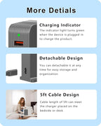 VPSUN USB Charger 6 Port 50W Multi USB Tower Charging Station for Multiple Devices iPhone 15/14/14 Pro/14 Pro Max/13 Pro/13 Pro Max/Android/Samsung/Tablet,etc (Gray, 50W)