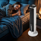 VEVOR Evaporative Air Cooler, Standing Fans that Blow Cold Air, 23.3ft/s 70° Remote Oscillating Tower Fan w/ 9-Speed 4 Mode, 24H Timer, Swamp Cooler, Portable AC Fan for Bedroom, Office