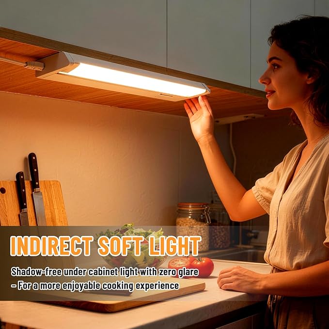 Snyloe 12" LED Under Cabinet Lighting, 8W 600LM, 3 Color Temperatures (3000K/4000K/5000K), Hardwired or Plug-in, Dimmable, 45° Rotatable Design, Connect Multiple Fixtures Up to 15 Units