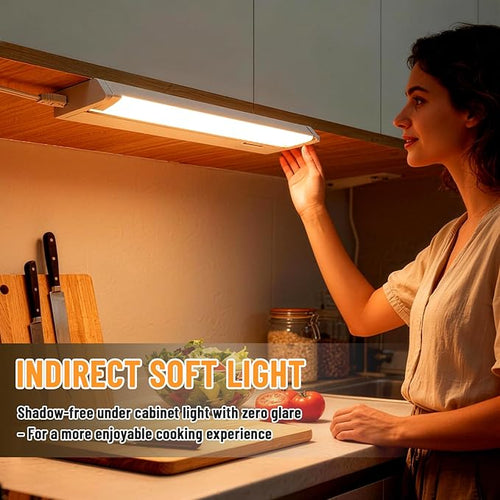 24" 6Pack Hardwired Under Cabinet LED Light Plug in, 16W 1200LM, 3CCT (3000K/4000K/5000K), Rotatable 45°, Connect Up to 10 Fixtures, Under Counter Lights Linkable for Kitchens and Offices,YT-4208-22-6