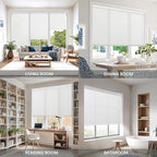 COOLWINDS Motorized Blinds with Remote Cordless Automatic Motorized Shades Custom Blinds for Indoor Windows Smart Curtains with Alexa Google Home(Light Filtering Cloud White,62x72in)