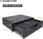 Sound Town Heavy-Duty 1/2" (12mm) Plywood 14U PA DJ Pro Audio Rack/Road ATA Case with 11U Slant Mixer Top, Locking Drawer, Side Table, 20’’ Rackable Depth and Casters (STMR-14TD3)