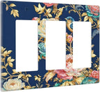 Bvtewkhz Floral Birds Morris 3 Gang Triple Rocker Decorative Outlet Covers Light Switch Plate Electrical Receptacle Switchplate For Bathroom Kitchen Bedroom