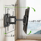 Full Motion TV Wall Mount Bracket with Power Outlet for Most 32-85 inch TV,TV Mount Dual Articulating Arms,Tilt/Swivel/Extension/Leveling,Fits 8” 12” 16" Studs,Max Vesa 600x400mm, Holds up to 132lbs