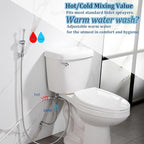 SonTiy Hot and Cold Bidet Mixing Valve Kit, Upgrade Brass 4 Way Warm Bidet T-adapter valve for Handheld Toilet Sprayer Seat Bidet Attachment with Two Tee Connector and 79inch Shower Hose