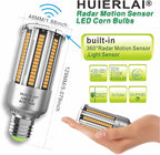 Radar Motion Sensor LED Light Bulbs, 32W Warm White 2700K 4000LM (300 Watt Equivalent) Auto Motion Detector Activated Dusk to Dawn Light for Stairway, Hallway, Porch, Garage, Driveway, Patio, 2 Pack