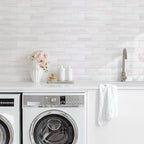 Vamos Tile 100-Piece Glossy Dolomite White Peel and Stick Backsplash Tile,3''x6'' PVC Subway Tile with White Grout, Stick on Backsplash for Kitchen/Bathroom/Fireplace