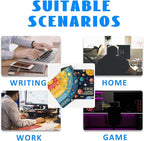 Desk Mat, 3D Solar System Galaxy Infographic Extended Gaming Mouse Pad Large, 31.5"x11.8" Big Mouse Pad with Non-Slip Base and Stitched Edge, Long Computer Keyboard Mouse Mat for Home Office Work