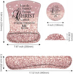Ergonomic Mouse Pad Wrist Support and Keyboard Wrist Rest Set with Coasters, Non-Slip PU Base, Easy Typing and Relieve Wrist Pain, Perfect for Home Office Working Studying, Quote Bible Verse Phil 4:13