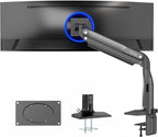 VIVO Aluminum Ultrawide Monitor Stand, Classic + USB, Fits up to 49 inch Screens, Single Articulating Pneumatic Arm, USB Ports, C-Clamp and Grommet Desk Mount, Max VESA 200x100, Black, STAND-V100HU