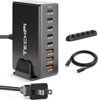 268W GaN USB Type C Charger 8 Ports Fast Charging Station PD QC4.0, USB C Laptop Charger Compatible with MacBook Pro/Air, iPads, Samsung Galaxy Note, iPhone 16/15/14/13/12 Mini/Pro/Pro Max