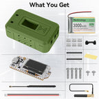 Meshnology 1 Set ESP32 Lo Ra V3 Module Board with 915 MHz Antenna + 3000mAh Battery + Case - WiFi Blue Tooth SX1262 CP2102 0.96” OLED Display Type C for Ar duino Mesh Tastic IOT (N35, Green)