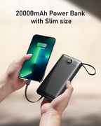 VEEKTOMX Portable Charger Built-in Cables, 20000mAh Power Bank for iPhone, Fast Charge USB C Battery Pack Travel Essentials Powerbank Compatible with iPhone 17/16/15/14, Samsung S25/24, Android, etc