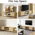 YLGJ&TIDY Modern Wood TV Stand Up to 60'',Universal Entertainment Center with 3-Tier Shelves,TV Console with Cabinets Storage,Wood Frame Television Stand (Oak)