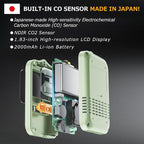 Carbon Monoxide detectors 4-in-1 Portable CO & CO2 Monitor for Travel RV CO Detector Temp/Hum Sensor, Rechargeable Real-Time CO Alarm& CO2 Alarm for Air Safety & Quality (Japan CO Sensor & NDIR)