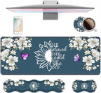 Ergonomic Keyboard Wrist Rest & Mouse Pad Wrist Rest Set, She Believed She Could So She Did Inspirational Quote Large XXL Gaming Desk Mat 31.5"x 11.8" with Non-Slip Base for Home Office Study Gaming