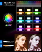 UBeesize 2-Pack RGB Photography Lighting, Studio Lights with Adjustable Tripod Stand and Ball Head, Video Light for Video Recording, Live Streaming, Makeup