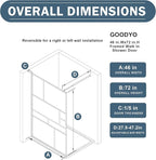 Goodyo 46 in. W x 72 in. H Bathroom Shower Glass Door Framed Tempered Clear Glass Shower Screen Panel for Walk-in Bathroom, Multiple Grid Pattern, 3-Pieces Glass, Matte Black