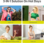 JISULIFE Handheld Fan Life7 – Ultimate Flexibility: High-Power Motor, LED Display, 19.5 Hrs Cooling, 5000mAh Rechargeable, 5-Speed, Foldable Design, 3-IN-1 Portable Fan for Travel Cruise Beach(Pink)